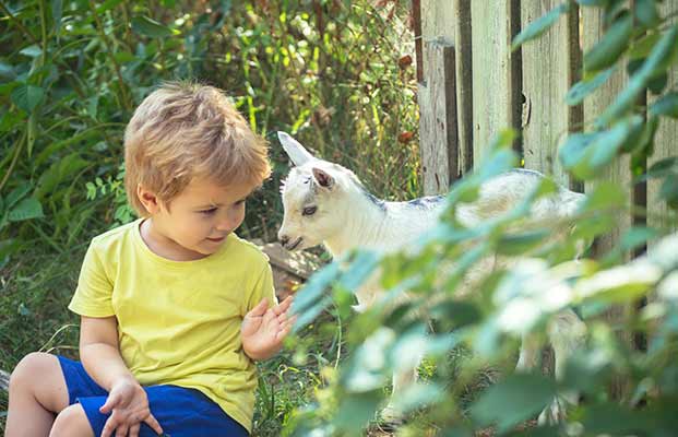 Ragazzo che gioca in giardino